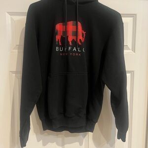 Buffalo New York Black Hoodie with Red Plaid Buffalo Graphic